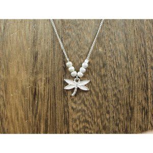 16 Inch Sterling Silver Simple Cute Dragonfly Pendant Necklace